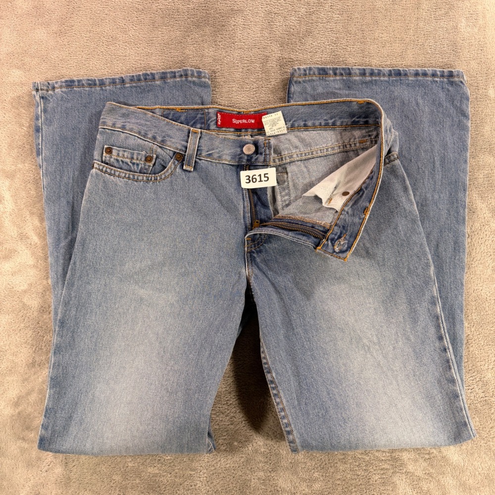 Levi's Superlow Jeans Womens 30 Light Blue Flare Low Rise Denim Vintage Style